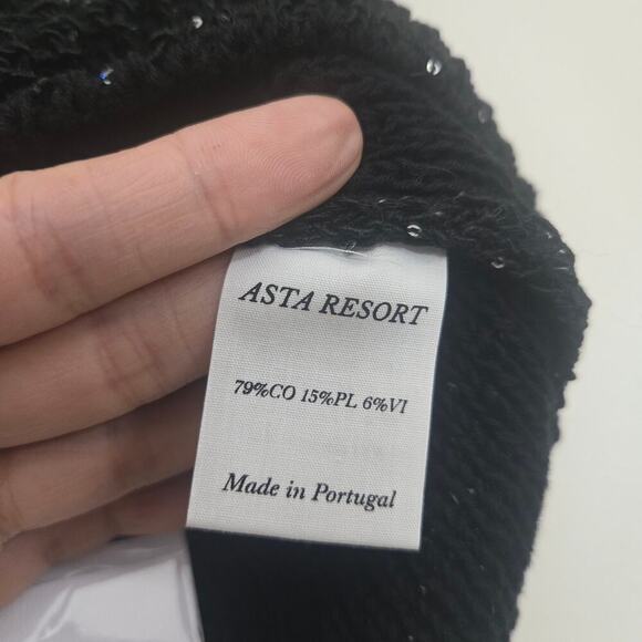 Asta Resort Grace Sequined Crochet Crop Tank Top XS Black NEW NWT - Picture 12 of 13